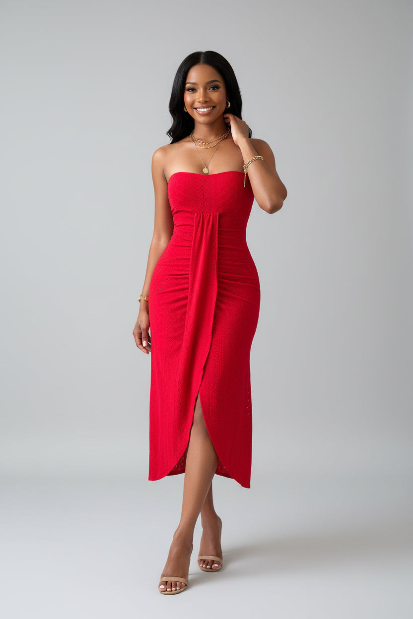 Strapless Zomerjurk Dames met Split Vakantie | Mirabelle