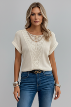 T-shirt Dames Casual Elegante Blouse Kant Detail | Maryline