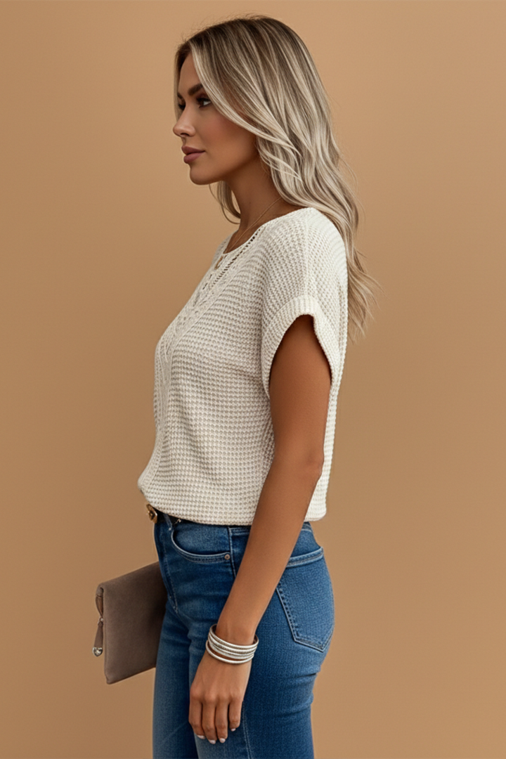 T-shirt Dames Casual Elegante Blouse Kant Detail | Maryline
