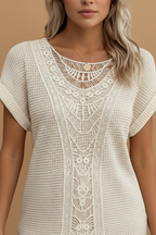 T-shirt Dames Casual Elegante Blouse Kant Detail | Maryline