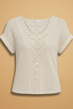 T-shirt Dames Casual Elegante Blouse Kant Detail | Maryline