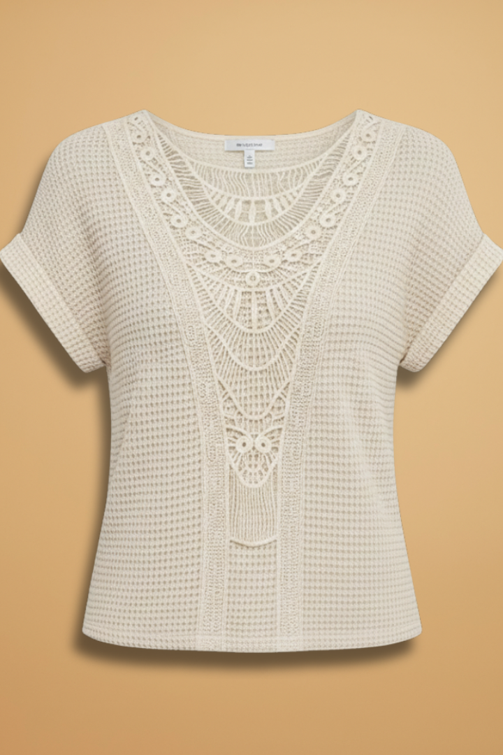 T-shirt Dames Casual Elegante Blouse Kant Detail | Maryline