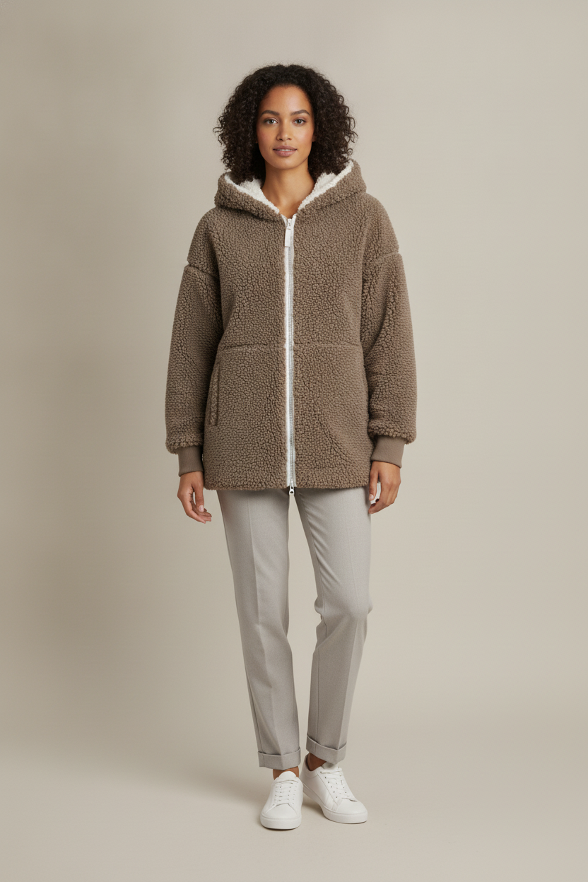 Pluche Jack met Capuchon — Brisa – Taupe – vooraanzicht