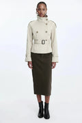 Trenchcoat met Hoge Kraag Dames | Strikceintuur & Tijdloos | Mirava