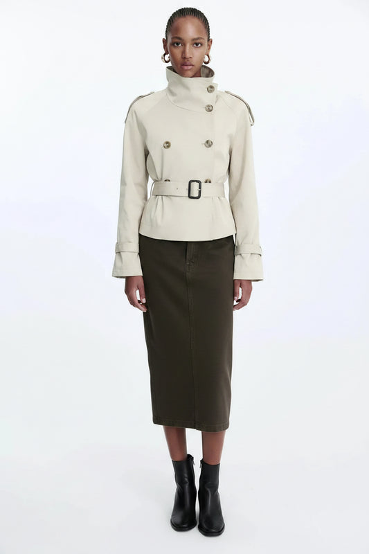 Trenchcoat met Hoge Kraag Dames | Strikceintuur & Tijdloos | Mirava