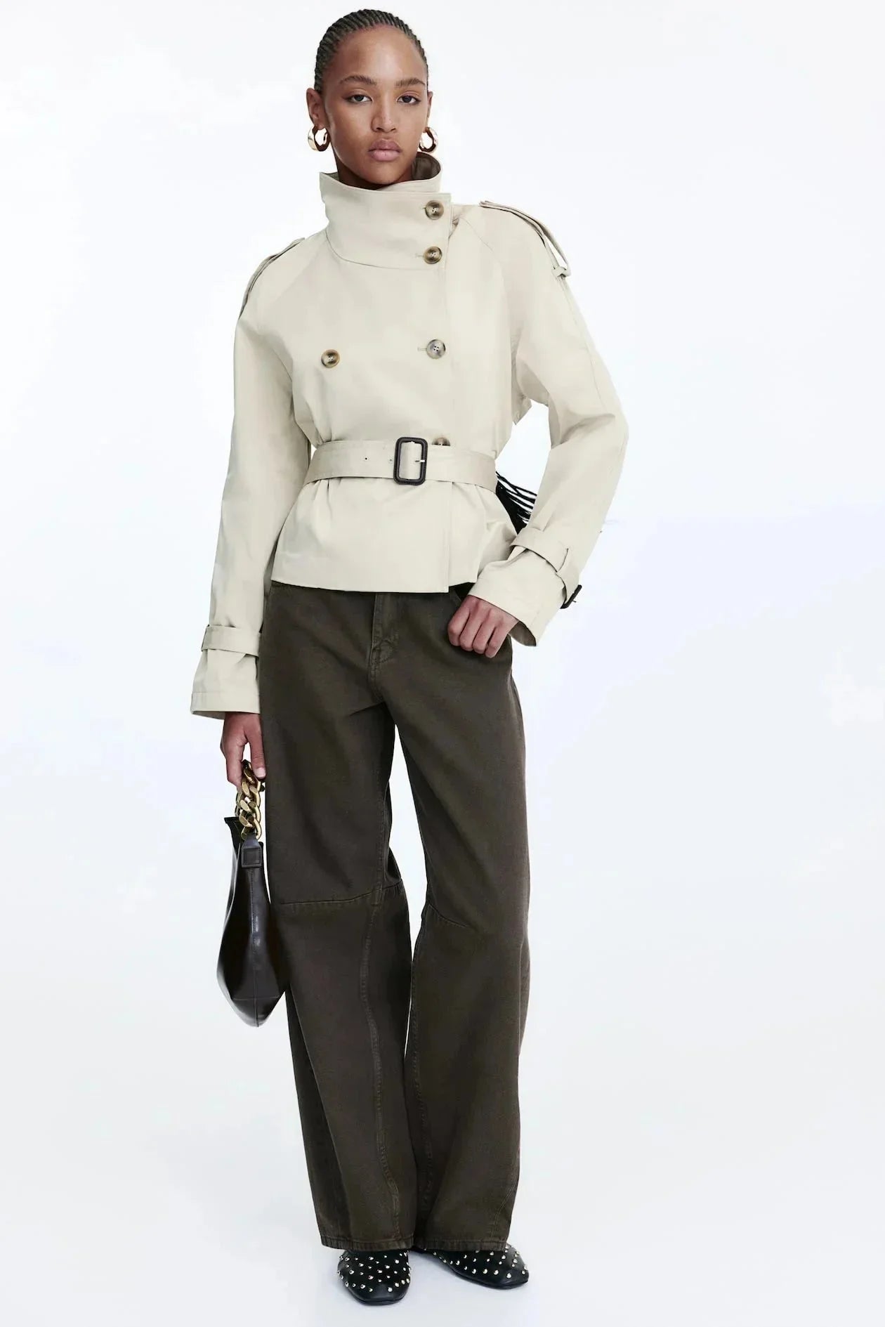 Trenchcoat met Hoge Kraag Dames | Strikceintuur & Tijdloos | Mirava