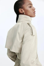 Trenchcoat met Hoge Kraag Dames | Strikceintuur & Tijdloos | Mirava