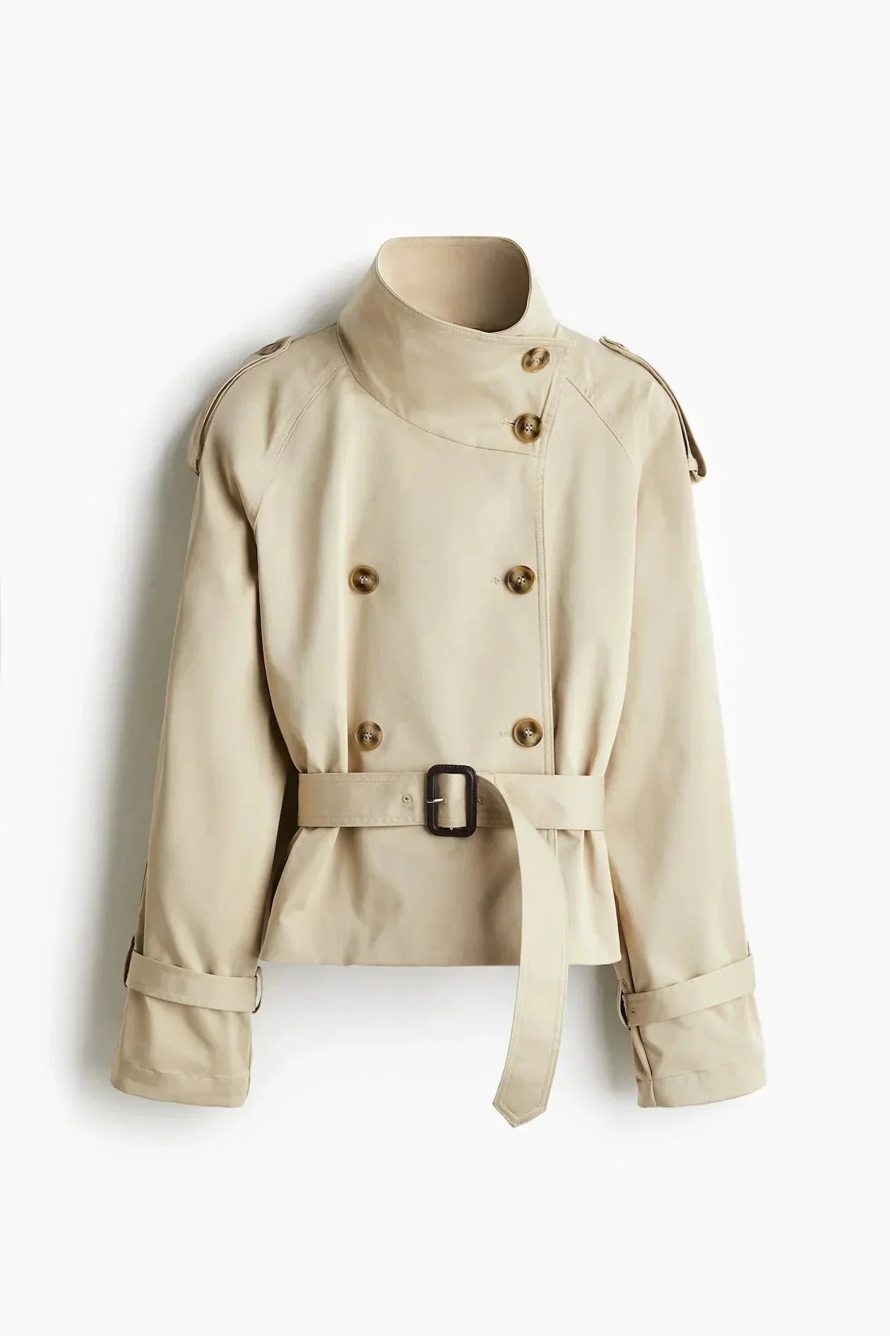 Trenchcoat met Hoge Kraag Dames | Strikceintuur & Tijdloos | Mirava
