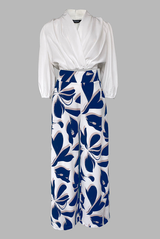 Tweedelig Set Dames Crop Blouse Palazzo Broek | Fleurine