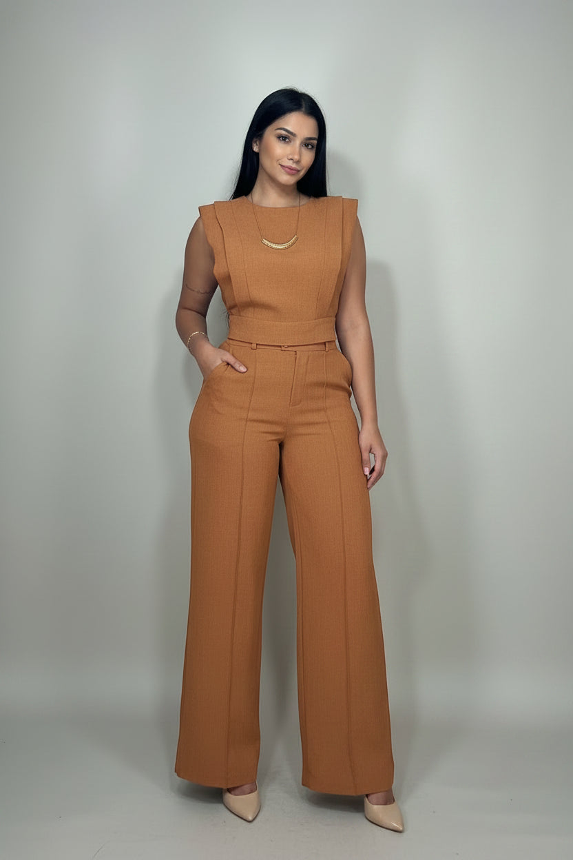 Tweedelig Set Dames Crop Top Broek Elegant | Amélie