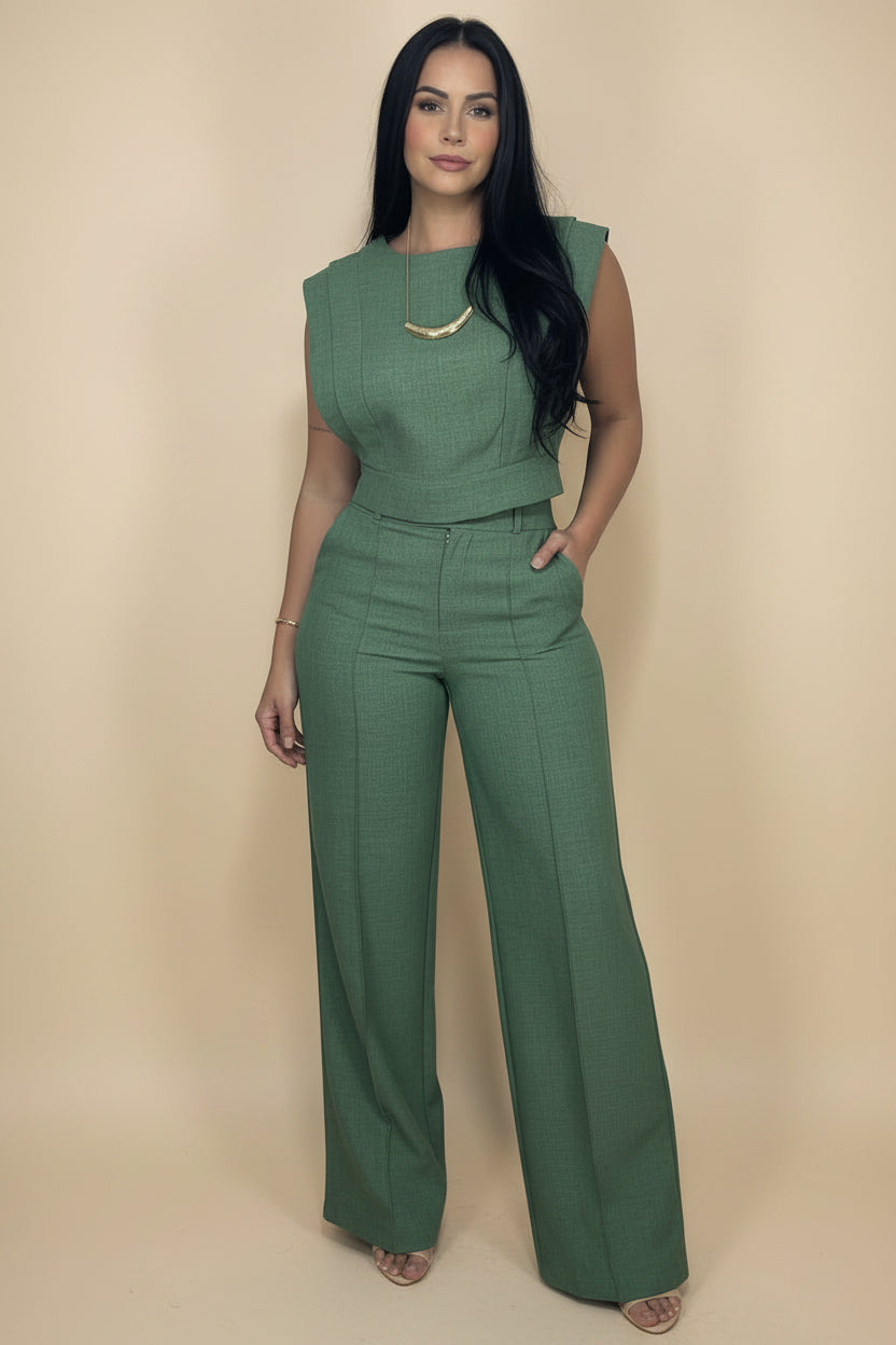 Tweedelig Set Dames Crop Top Broek Elegant | Amélie
