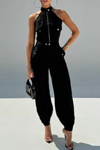 Tweedelige Dames Set Bianca - Cargo Details en Mouwloze Top