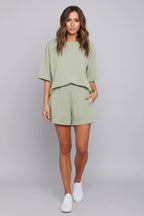 Tweedelige Dames Set Chiara - Ronde Hals Top en Wijde Shorts