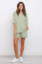 Tweedelige Dames Set Chiara - Ronde Hals Top en Wijde Shorts