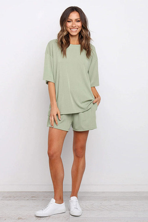 Tweedelige Dames Set Chiara - Ronde Hals Top en Wijde Shorts