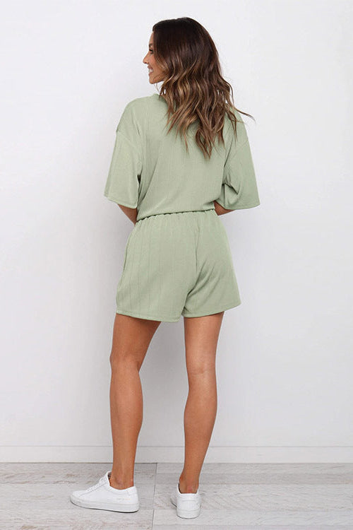 Tweedelige Dames Set Chiara - Ronde Hals Top en Wijde Shorts