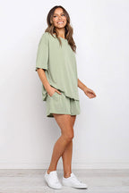 Tweedelige Dames Set Chiara - Ronde Hals Top en Wijde Shorts