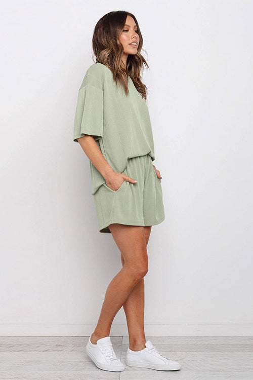 Tweedelige Dames Set Chiara - Ronde Hals Top en Wijde Shorts