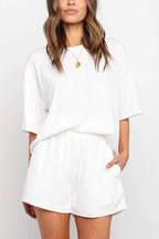 Tweedelige Dames Set Chiara - Ronde Hals Top en Wijde Shorts