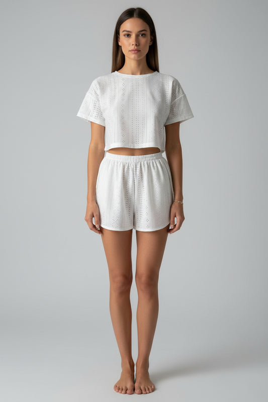 Tweedelige Dames Set Elise - Crop Top en Split Shorts