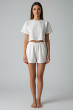 Tweedelige Dames Set Elise - Crop Top en Split Shorts