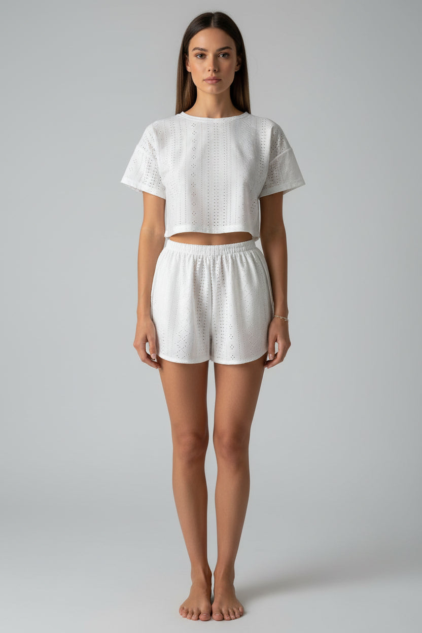 Tweedelige Dames Set Elise - Crop Top en Split Shorts