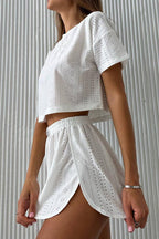 Tweedelige Dames Set Elise - Crop Top en Split Shorts