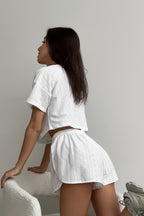 Tweedelige Dames Set Elise - Crop Top en Split Shorts