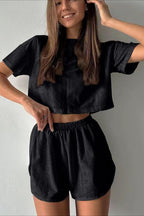 Tweedelige Dames Set Elise - Crop Top en Split Shorts