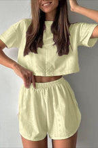Tweedelige Dames Set Elise - Crop Top en Split Shorts
