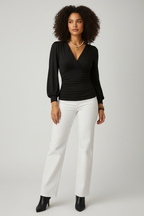 V-hals Longsleeve Top Dames Casual Elegant | Velora