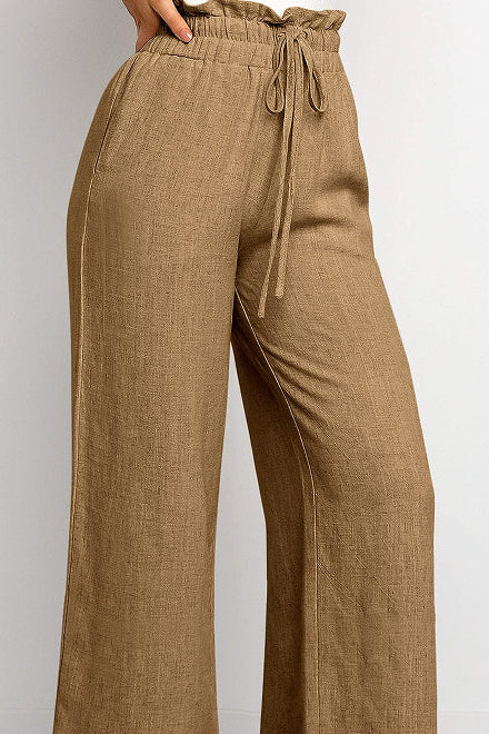 Wijde Broek Dames Elara - Wijde Pijpen en Elastische Taille