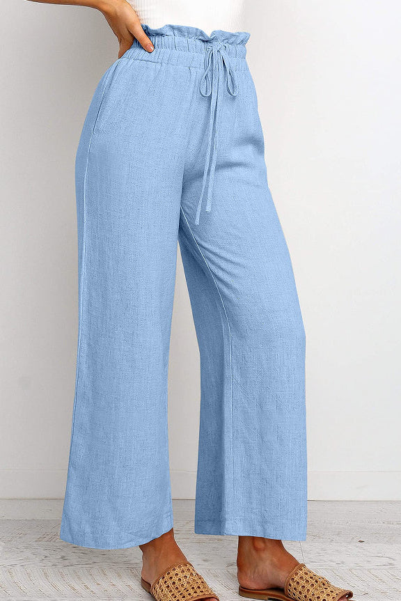 Wijde Broek Dames Elara - Wijde Pijpen en Elastische Taille
