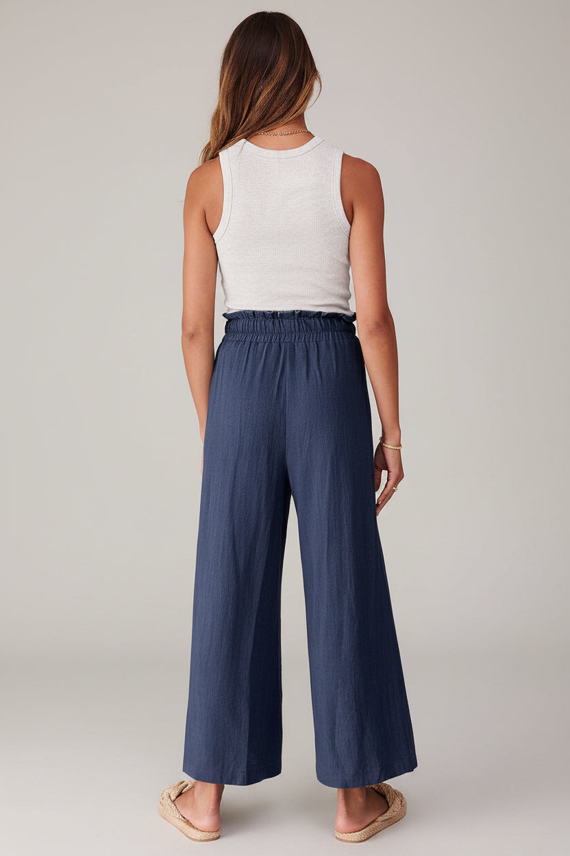 Wijde Broek Dames Elara - Wijde Pijpen en Elastische Taille