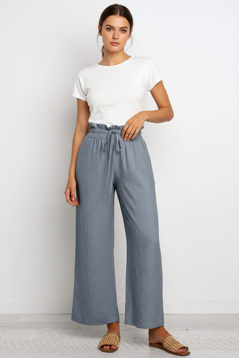 Wijde Broek Dames Elara - Wijde Pijpen en Elastische Taille