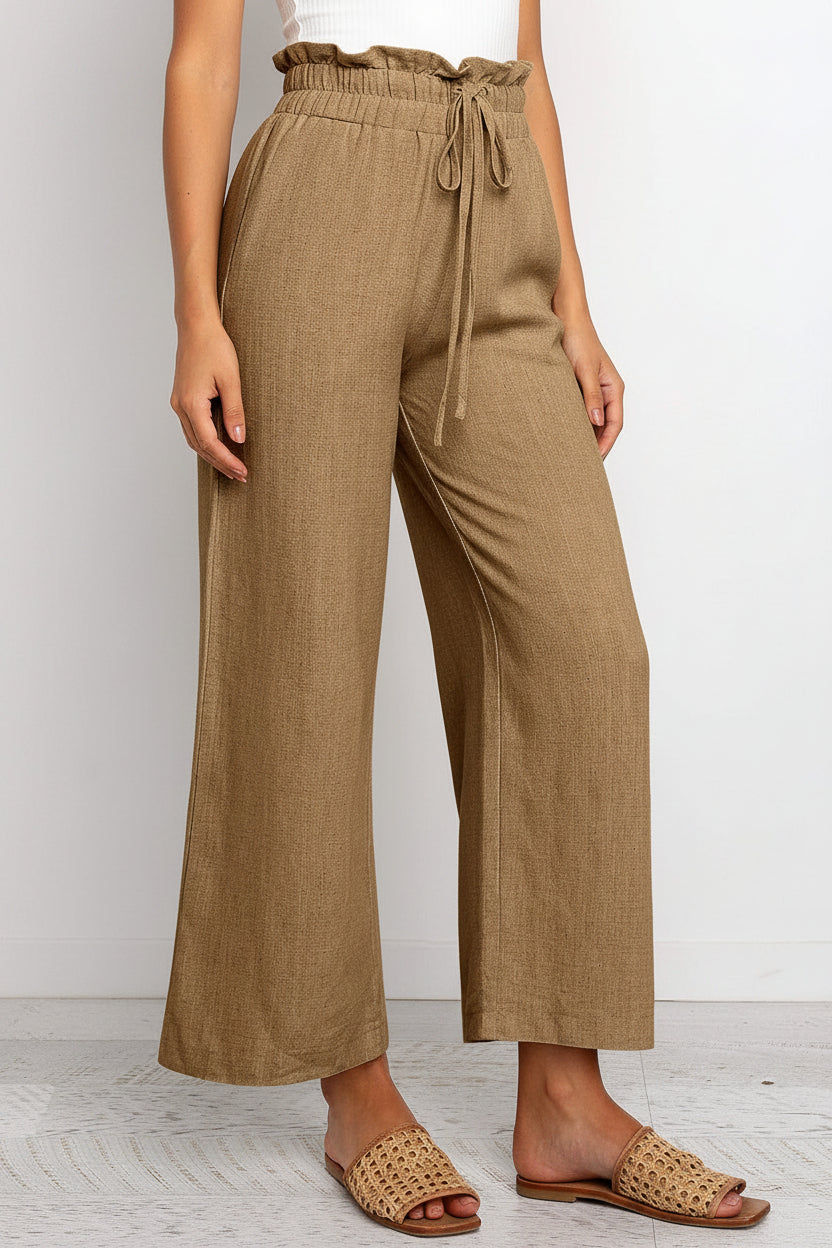 Wijde Broek Dames Elara - Wijde Pijpen en Elastische Taille