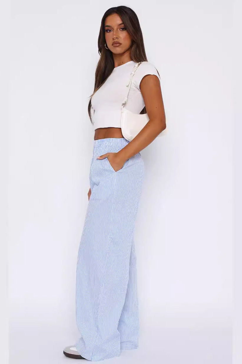Wijde Broek Dames Isabeau - Wijde Pijpen en Elastische Taille