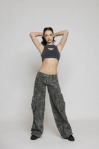 Wijdvallende Camo Cargo Broek met Vintage Wash Dames | Stoer | Bethanny