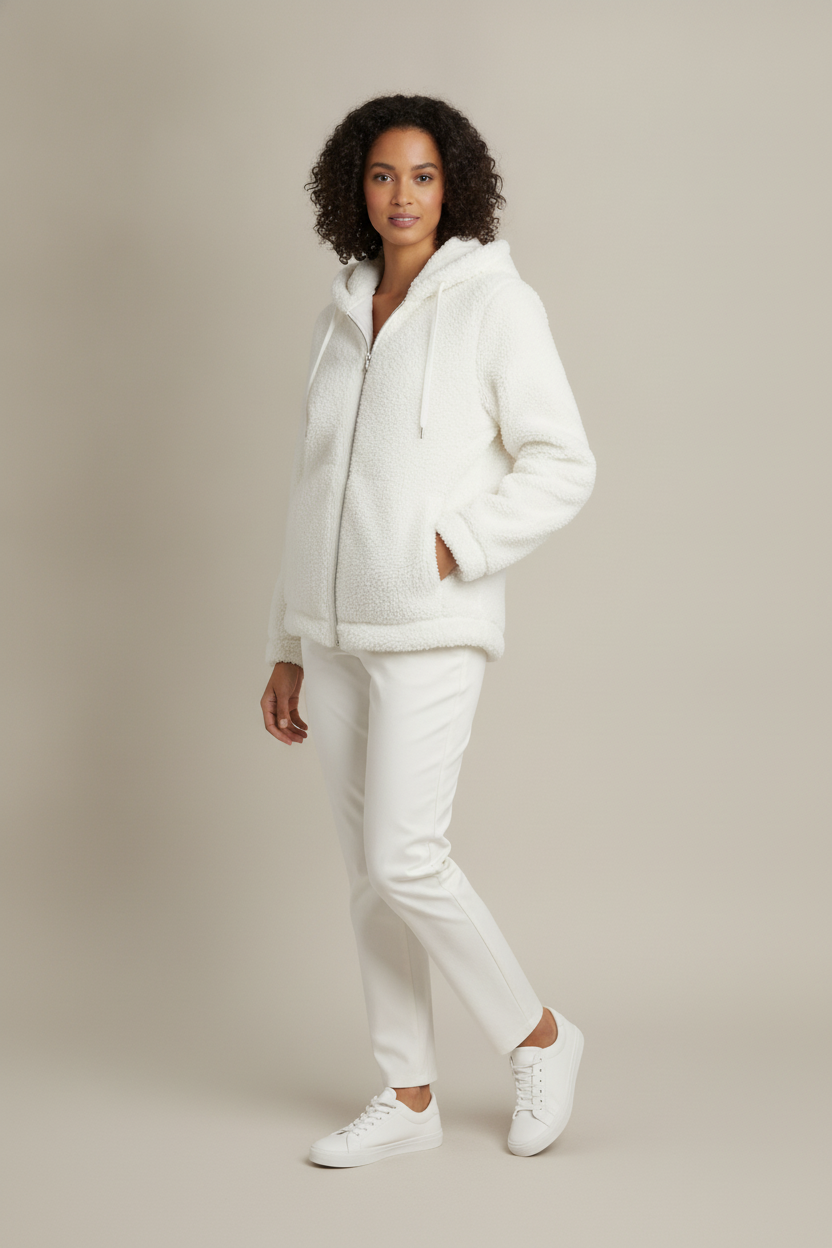 Pluche Jack met Capuchon — Brisa – Wit – vooraanzicht