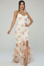 Witte Bloemen Maxi Jurk Dames Elegant Bruiloft | Flore