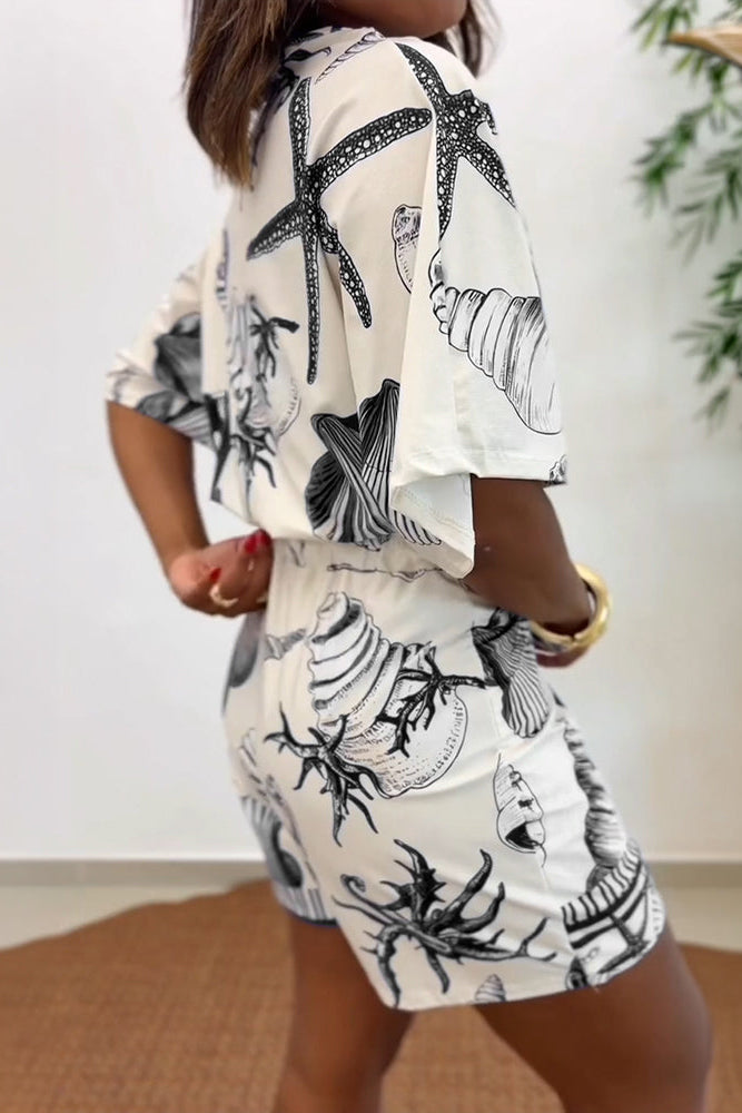 Zomer Jumpsuit Dames Schelpenprint Vakantie | Omira