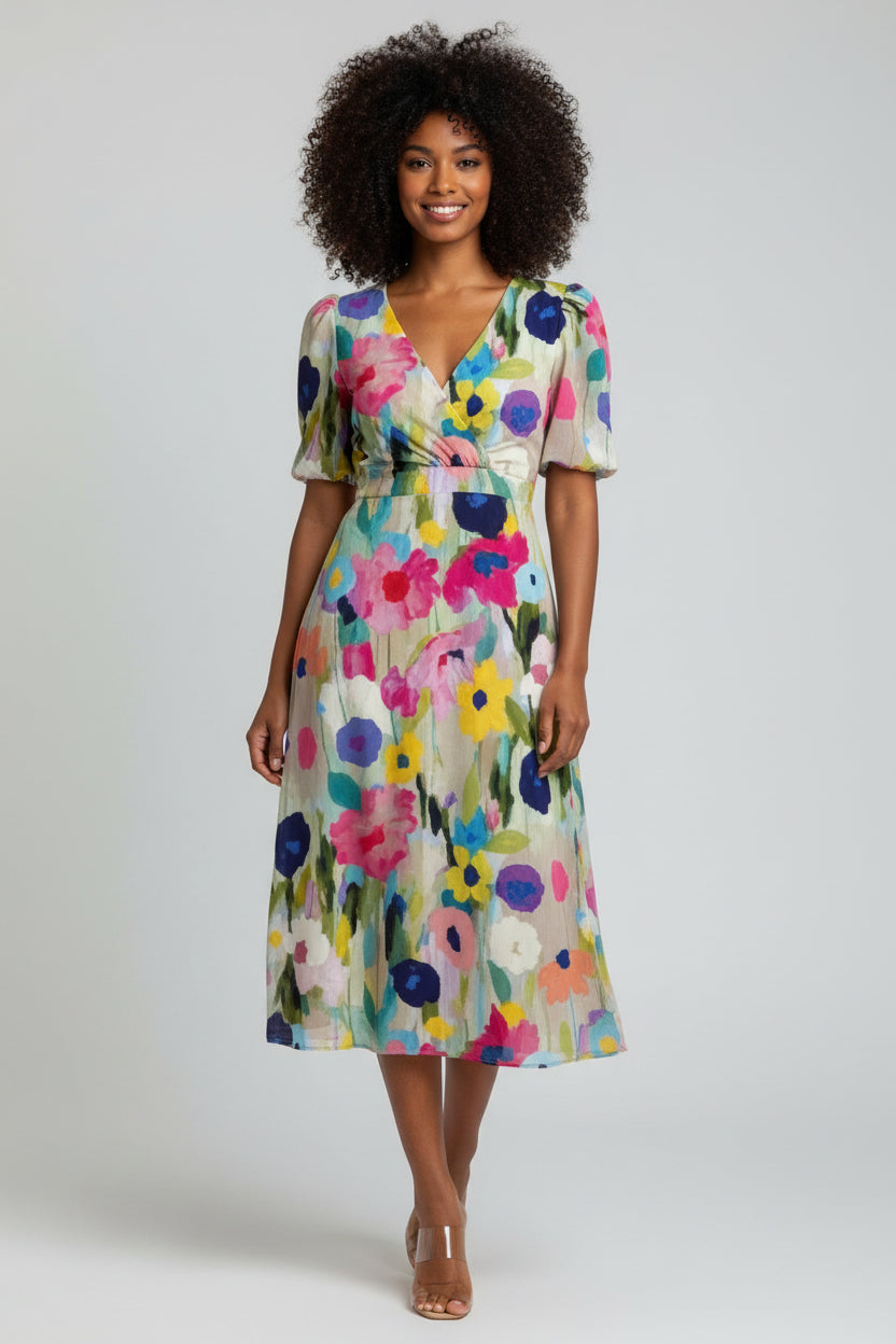 Zomerjurk Dames Liora - V-Hals en Tailleceintuur