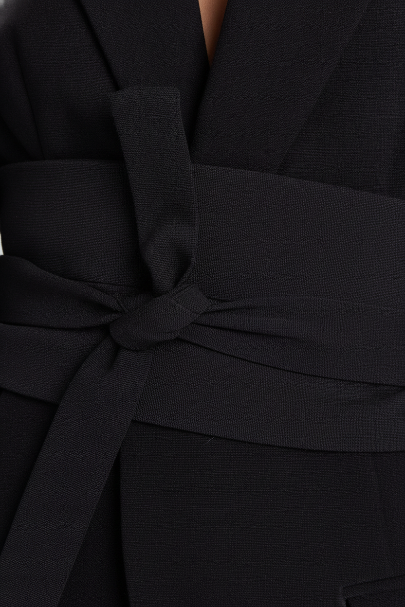 Blazer met Ceintuur — Nerissa – Zwart – detail