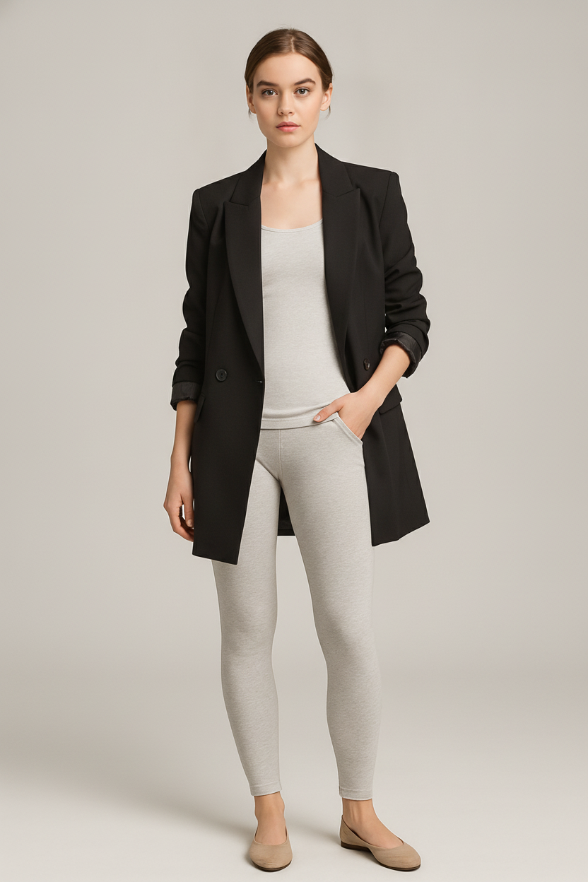 Lange Klassieke Blazer — Salma – Zwart – vooraanzicht
