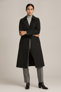 Halflange Trenchcoat — Dalia – Zwart – vooraanzicht