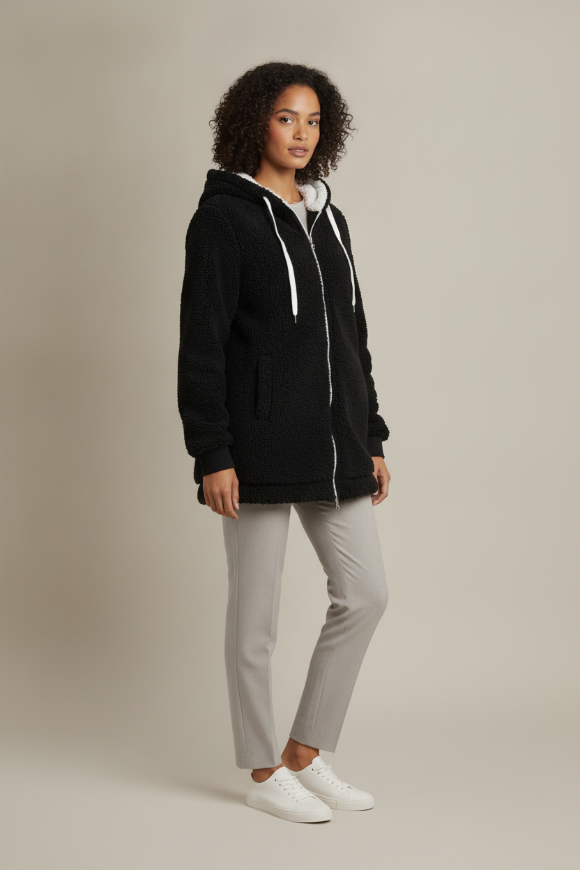 Pluche Jack met Capuchon — Brisa – Zwart – vooraanzicht