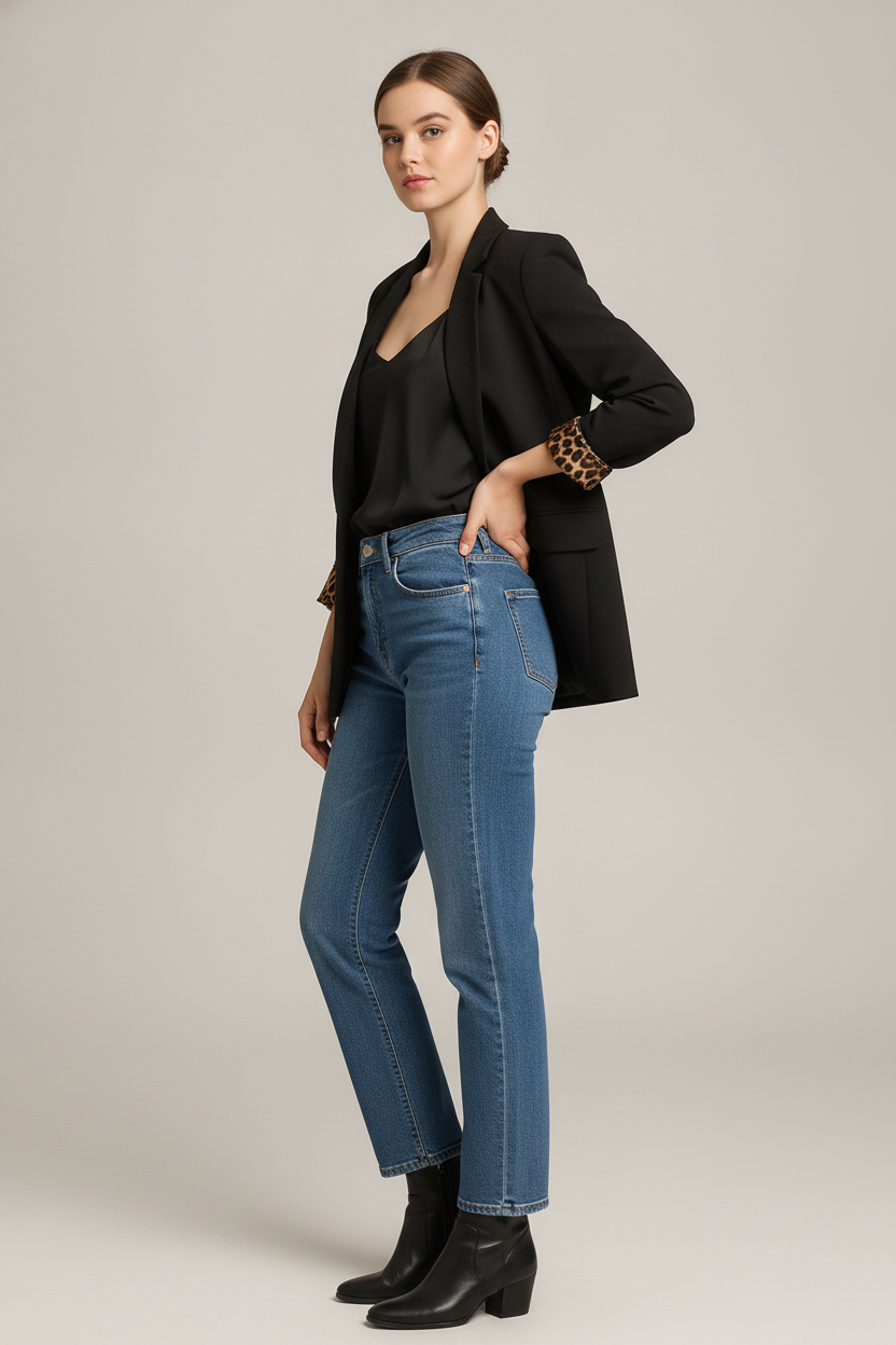 Getailleerde Blazer — Calista – Zwart – zijaanzicht