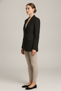 Getailleerde Blazer Dames met Één Knoop – Kort Colbert — Floor – Zwart – zijaanzicht